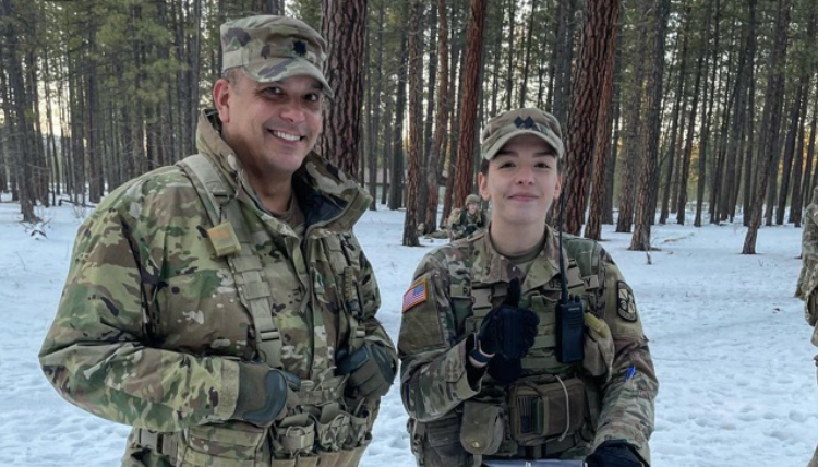 Lt. Col. Ed Rodriguez and an ROTC Cadet Lt. Col. Ed Rodriguez and an ROTC Cadet