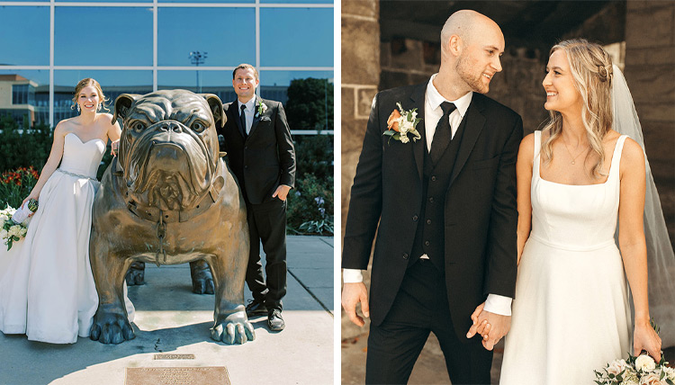 Richard Young and Emma Turgeon smiling with Spike statue on the left, Natalie Hastings and Luke Lenhardt smiling at each other on the right Richard Young and Emma Turgeon smiling with Spike statue on the left, Natalie Hastings and Luke Lenhardt smiling at each other on the right