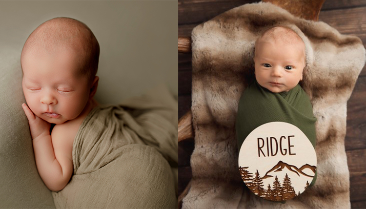 two separate photos of babies two separate photos of babies