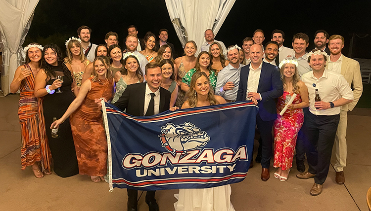 A group photo from a wedding. A group photo from a wedding.