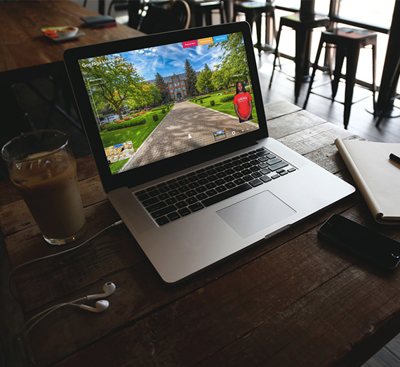  Image of a laptop with Gonzaga's virtual tour open.