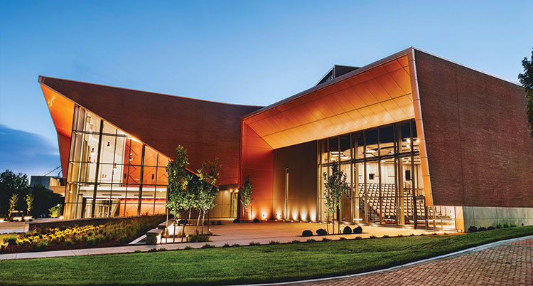 The Myrtle Woldson Performing Arts Center Myrtle Woldson Performing Arts Center exterior at dusk