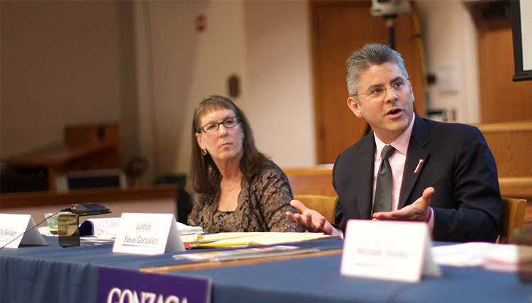 Justice Steven González speaking at 2018 Clarke CLE