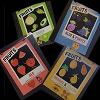 Colorful educational graphics highlighting fruit colors and their nutritional benefits Colorful educational graphics highlighting fruit colors and their nutritional benefits