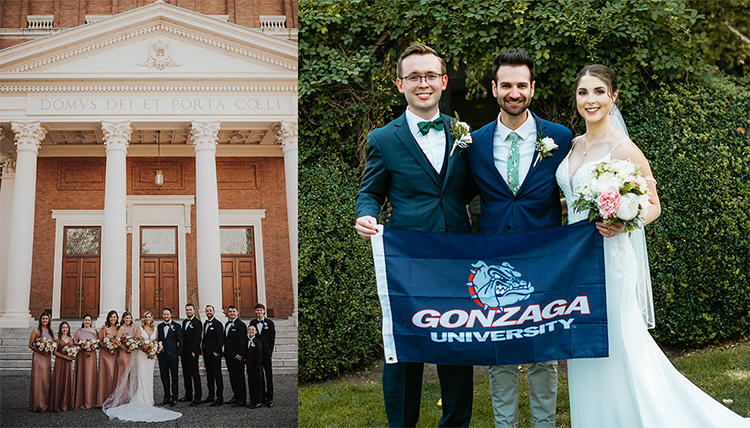 two separate wedding couples