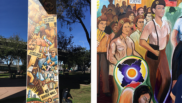 San Diego Chicano Park historical mural about immigration San Diego Chicano Park historical mural about immigration