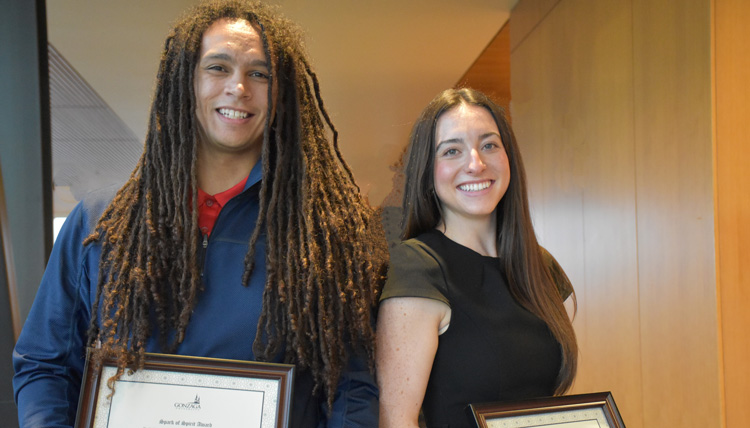 Staff Assembly Spark of Spirit Award winners, 2024, Ismael Teshome and Josephine Orlando