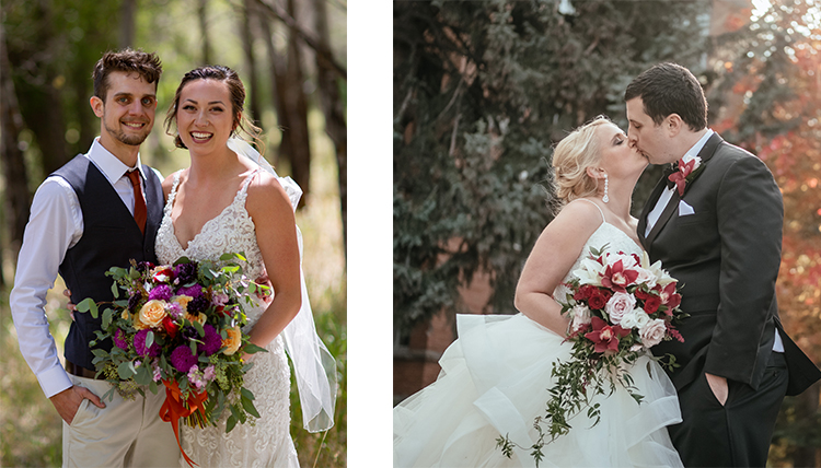 two separate couples both in outdoor wedding portraits two separate couples both in outdoor wedding portraits