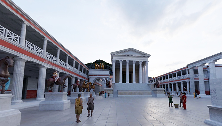 A digital re-creation of ancient Pompeii as seen through virtual reality. Credit: Lithodomos VR A digital re-creation of ancient Pompeii as seen through virtual reality. Credit: Lithodomos VR