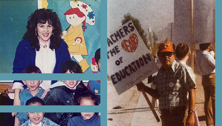 Yoli Gallardo with her students in 1989; Her father, Ruben, during the 1978 teacher strike in Tucson, AZ Yoli Gallardo with her students in 1989; Her father, Ruben, during the 1978 teacher strike in Tucson, AZ