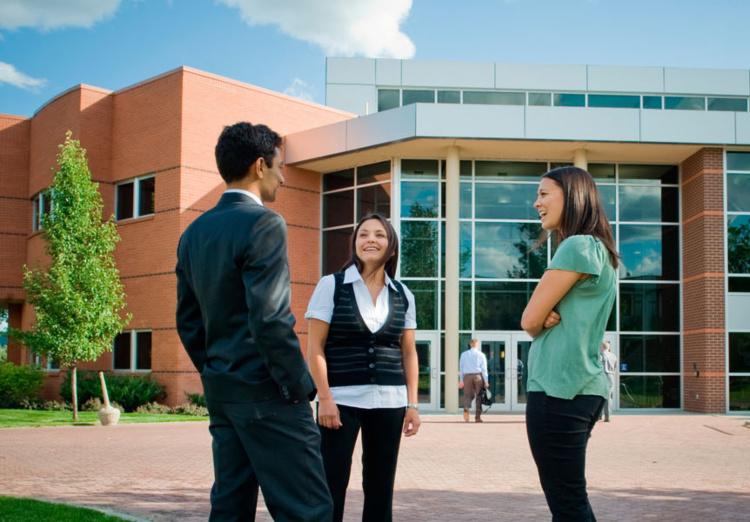 Students talking outside Jepson Students talking outside Jepson
