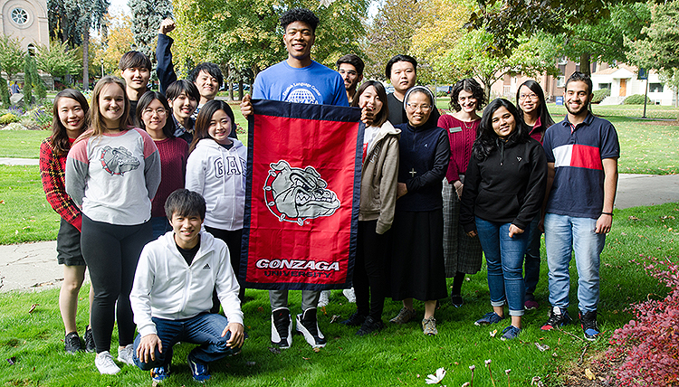 Rui Hachimura with fellow international students learning English. (Photo courtesy Jose Angel) Rui Hachimura with fellow international students learning English. (Photo courtesy Jose Angel)