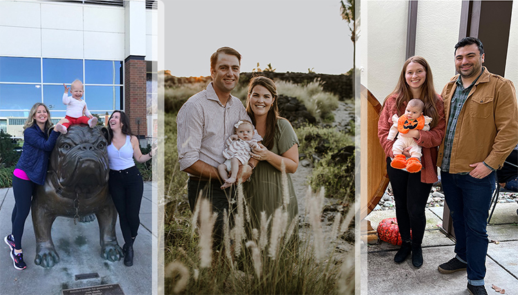 three separate alumni with babies