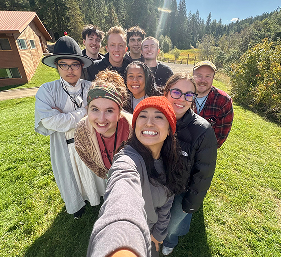 A selfie of a group of people.