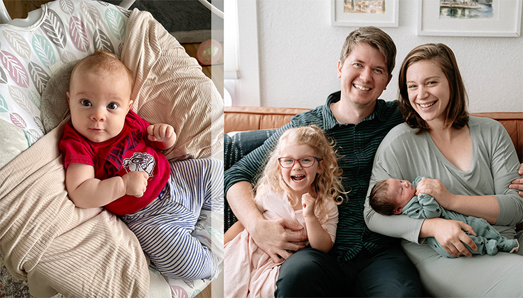 two alumni with babies