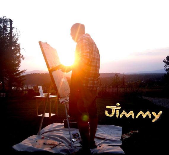 silhouette of “Jimmy” Harry James Magnuson, II, painting on a canvas