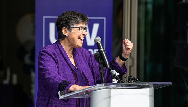 University of Washington President, Ana Marie Cauce speaks at the UW-GU Health Partnership building grand opening, September 7, 2022 University of Washington President, Ana Marie Cauce speaks at the UW-GU Health Partnership building grand opening, September 7, 2022
