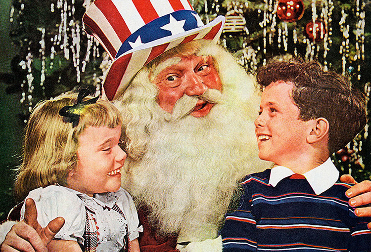 Santa Clause with two children Santa Clause with two children