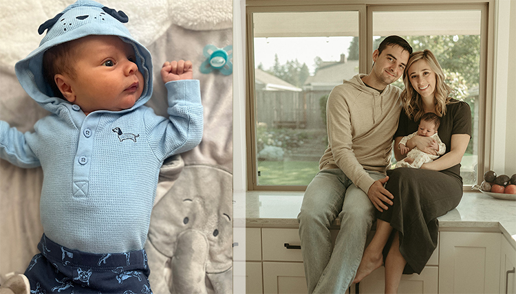 two separate pictures of babies