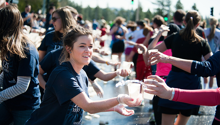 Volunteers at the annual Bloomsday run in Spokane Volunteers at the annual Bloomsday run in Spokane