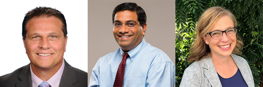 Portraits of Ben Small, Vivek Patil, and Molly Ayers