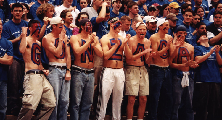 Group of Zag fans with painted chests. Group of Zag fans with painted chests.
