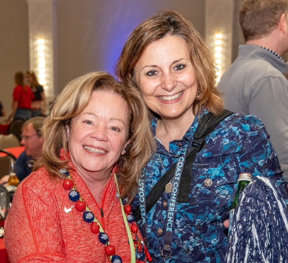 Gonzaga president Katia Passerini, Ph.D. poses with attendee of the ZagUp event at the WCC Basketball Tournament in Las Vegas. Gonzaga president Katia Passerini, Ph.D. poses with attendee of the ZagUp event at the WCC Basketball Tournament in Las Vegas.
