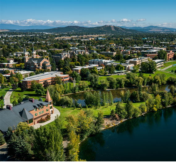 drone view of campus 