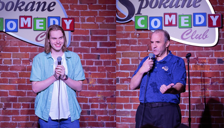 Two people doing stand up comedy.